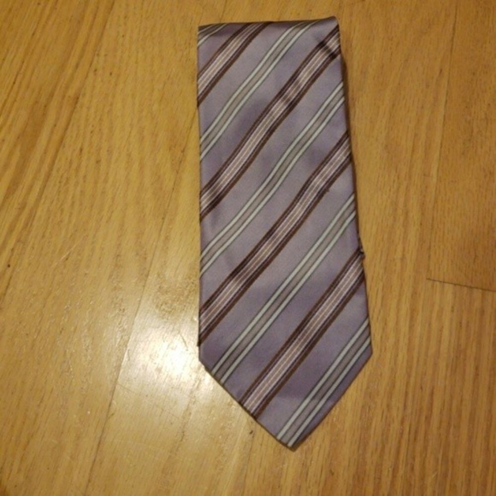 Hugo Boss Mens Purple  Striped Tie Preppy Workcore Pastel Trendy Casual